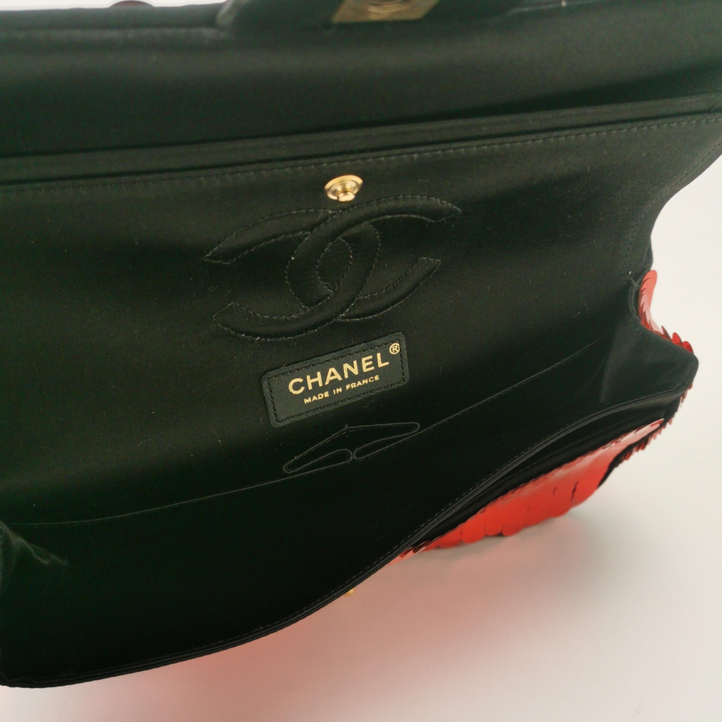 Chanel Paillette Flap Bag Medium Red Glitter Sequins Gold Chain Strap For Sale 1