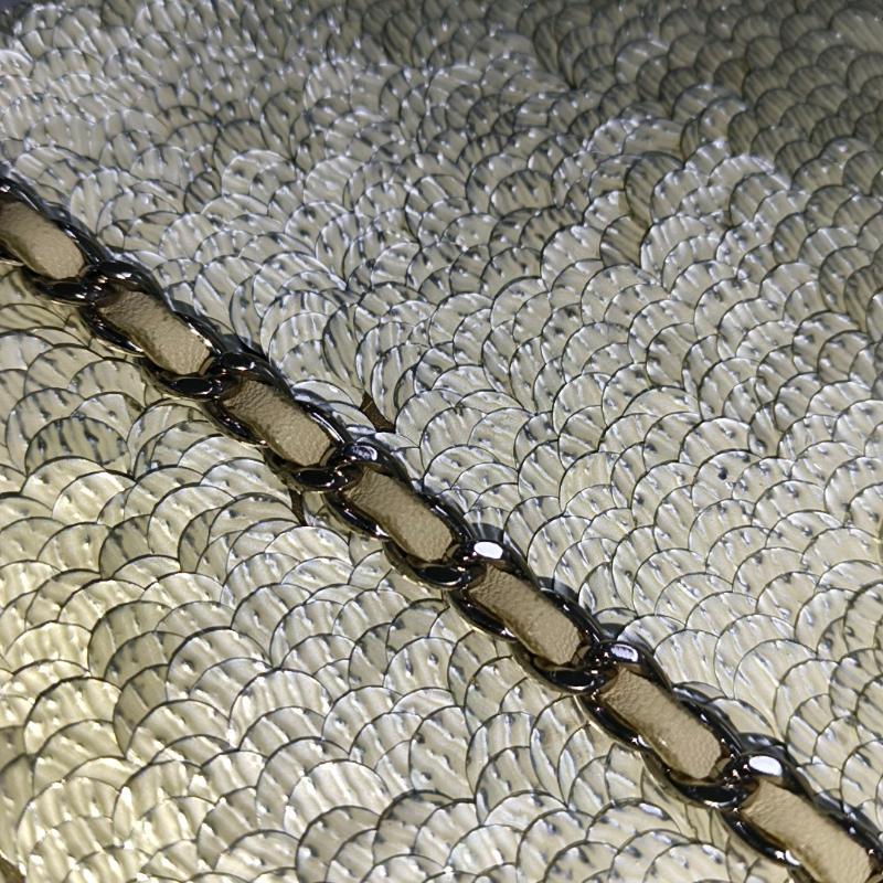 Chanel Paillette Flap Bag Rectangular Mini Glitter Sequins Silver 9