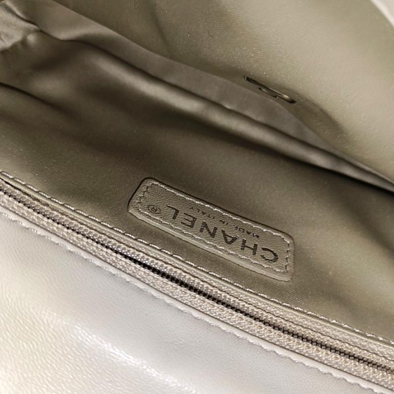 Chanel Paillette Flap Bag Rectangular Mini Glitter Sequins Silver 2