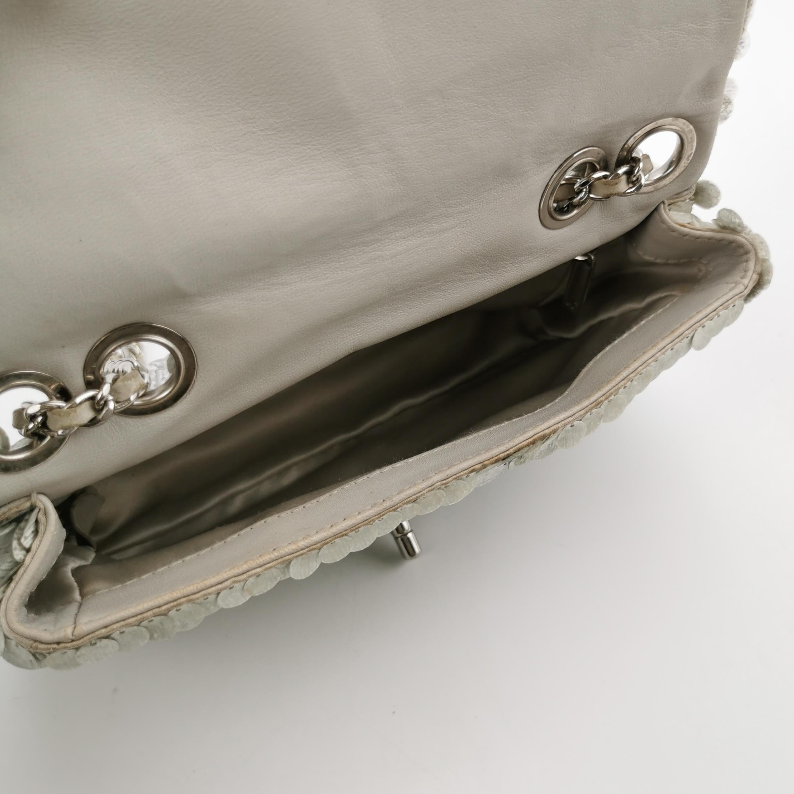 Chanel Pailletten-Klappe Tasche Rechteckig Mini Glitter Pailletten Silber 3