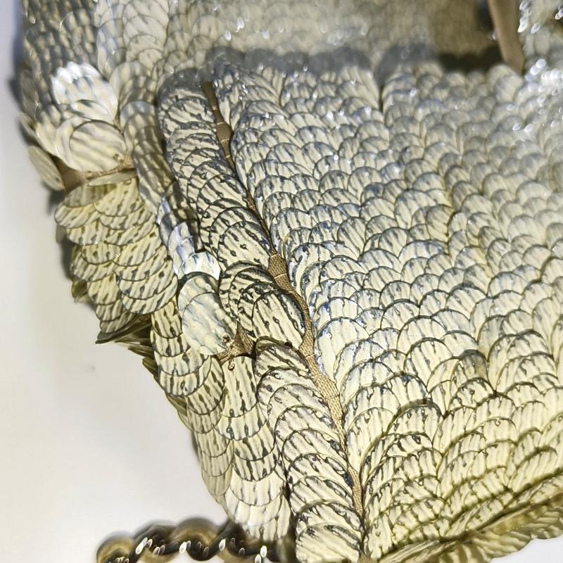Chanel Paillette Flap Bag Rectangular Mini Glitter Sequins Silver 4