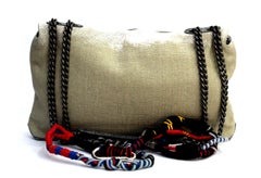 CHANEL Painted Canvas Graffiti Boy Flap Beige