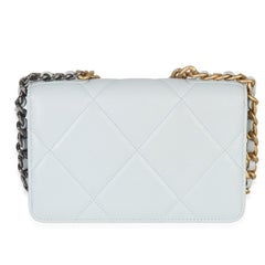 Chanel Pale Blue Quilted Lambskin Chanel 19 Wallet on Chain