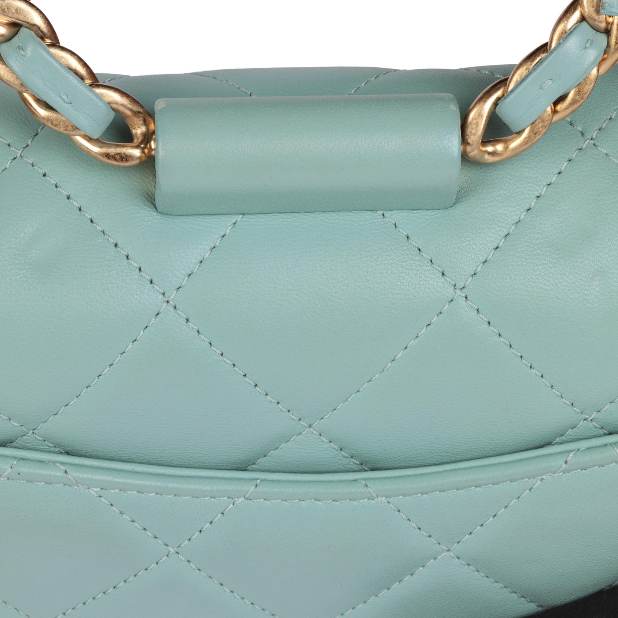 CHANEL Pale Blue Quilted Lambskin In The Loop Top Handle Mini Flap Bag 4