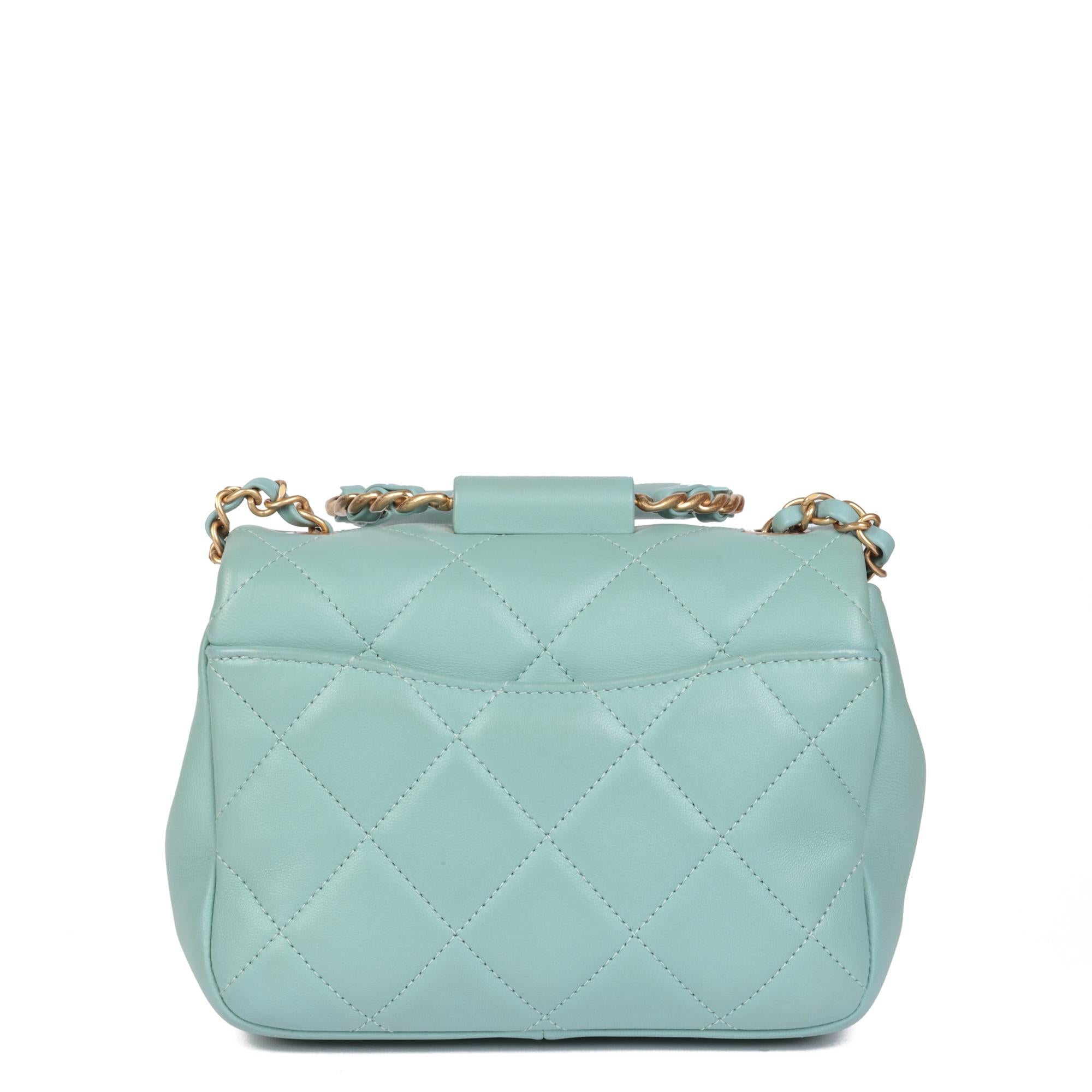 CHANEL Pale Blue Quilted Lambskin In The Loop Top Handle Mini Flap Bag In Excellent Condition In Bishop's Stortford, Hertfordshire