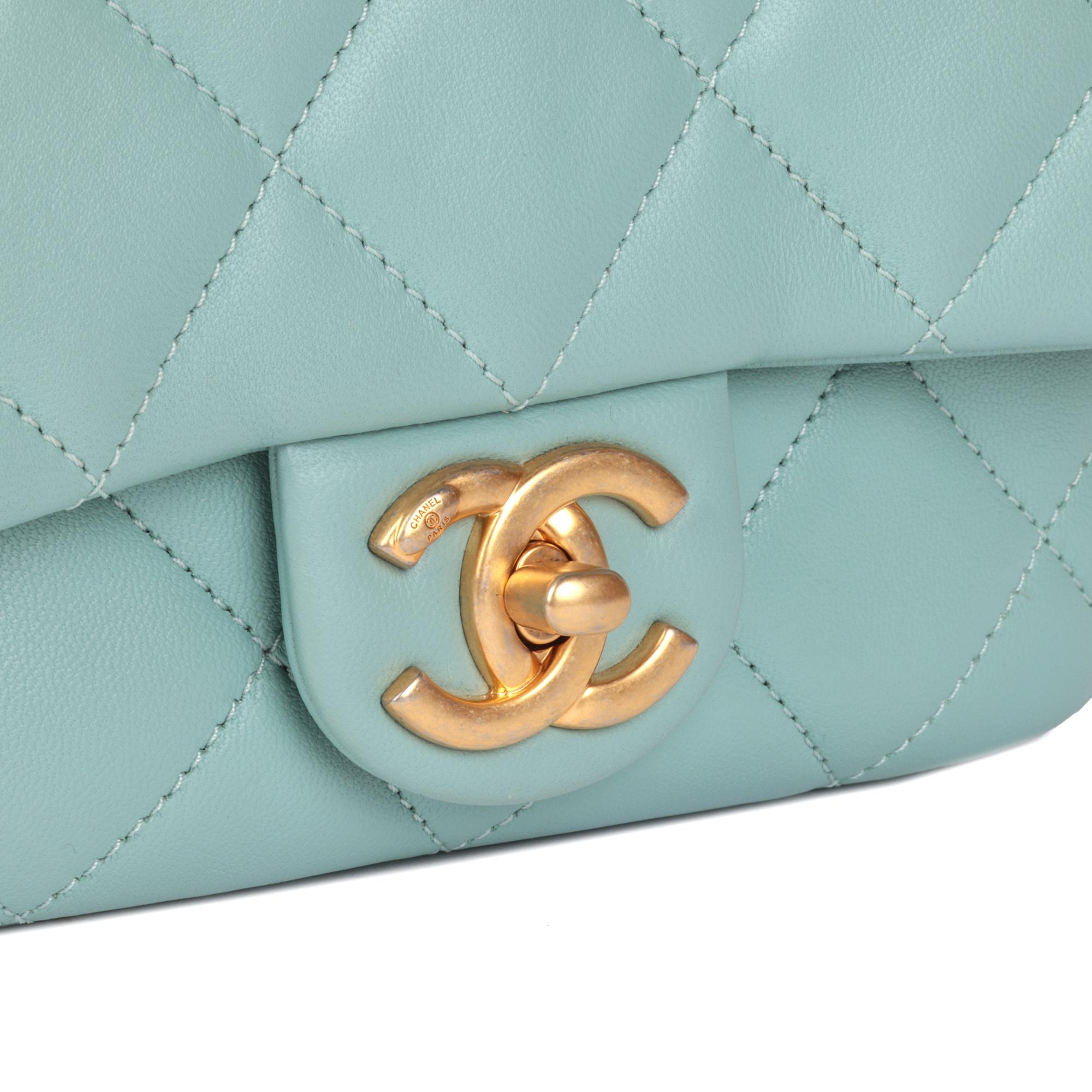 CHANEL Pale Blue Quilted Lambskin In The Loop Top Handle Mini Flap Bag 1
