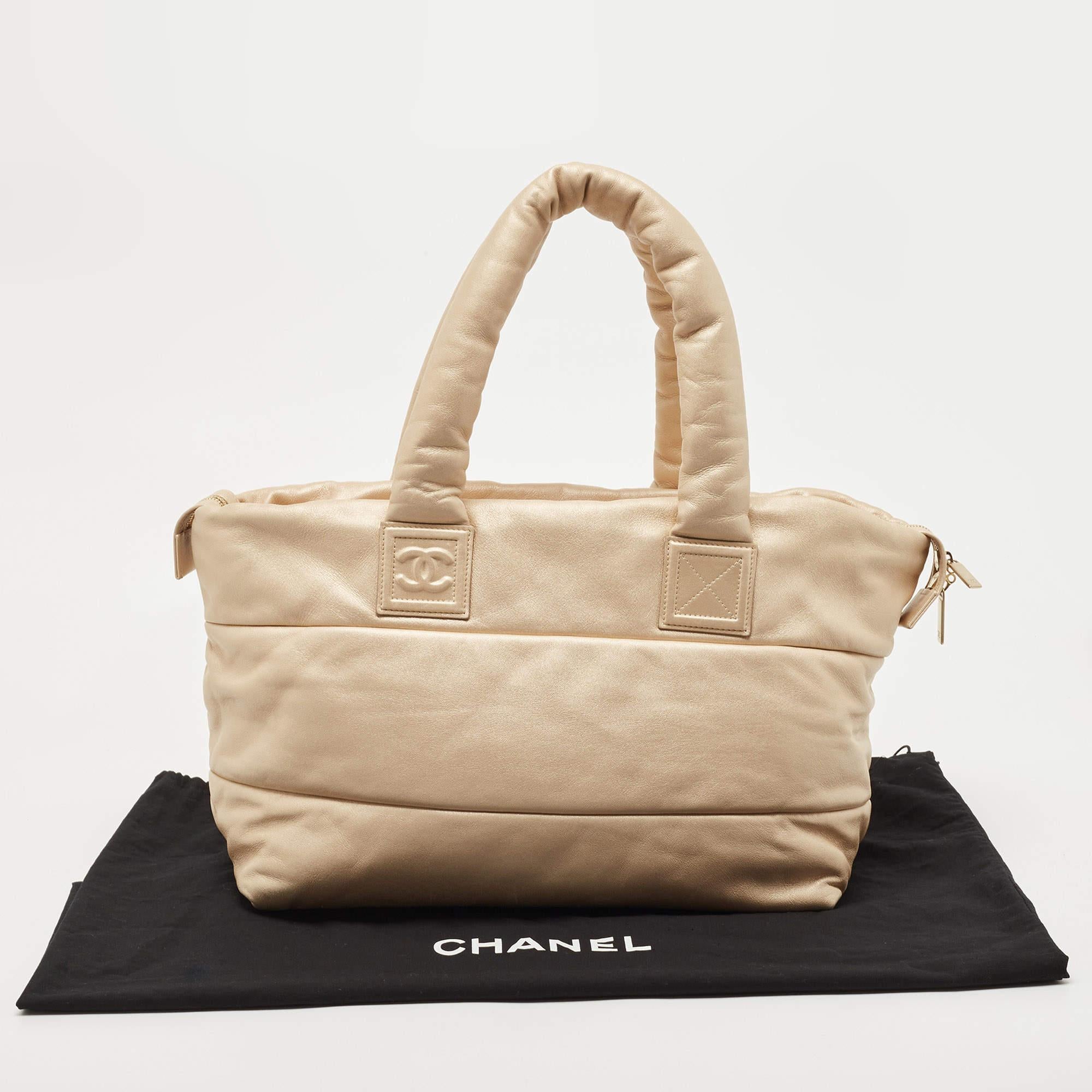 Chanel Pale Gold Leather Coco Cocoon Tote 4