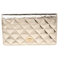 Chanel Pale Gold Quilted Leather L Yen Wallet