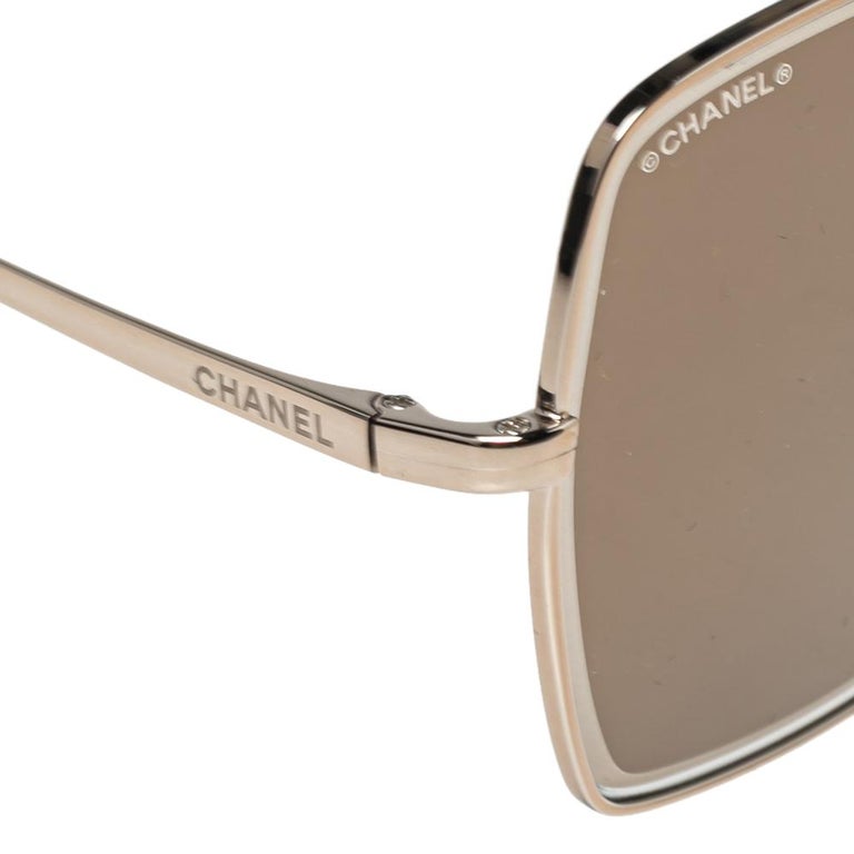 Chanel Pale Gold Tone/Brown 4262 Pearl Chain Butterfly Sunglasses