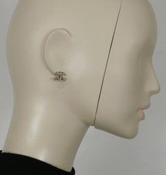 CHANEL Pale Gold Tone CC Logo Stud Earrings