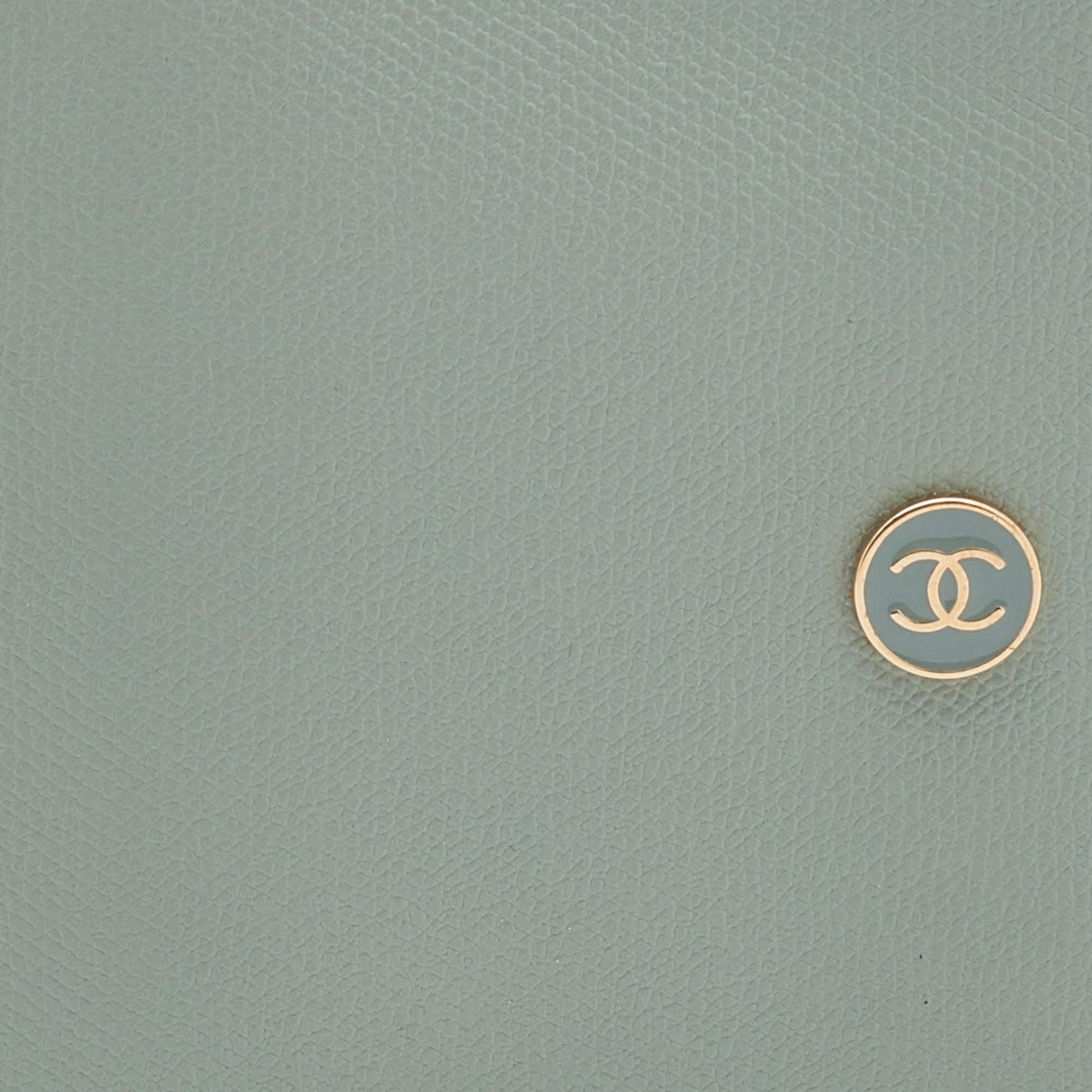 Women's Chanel Pale Green Leather Vintage Passport Holder