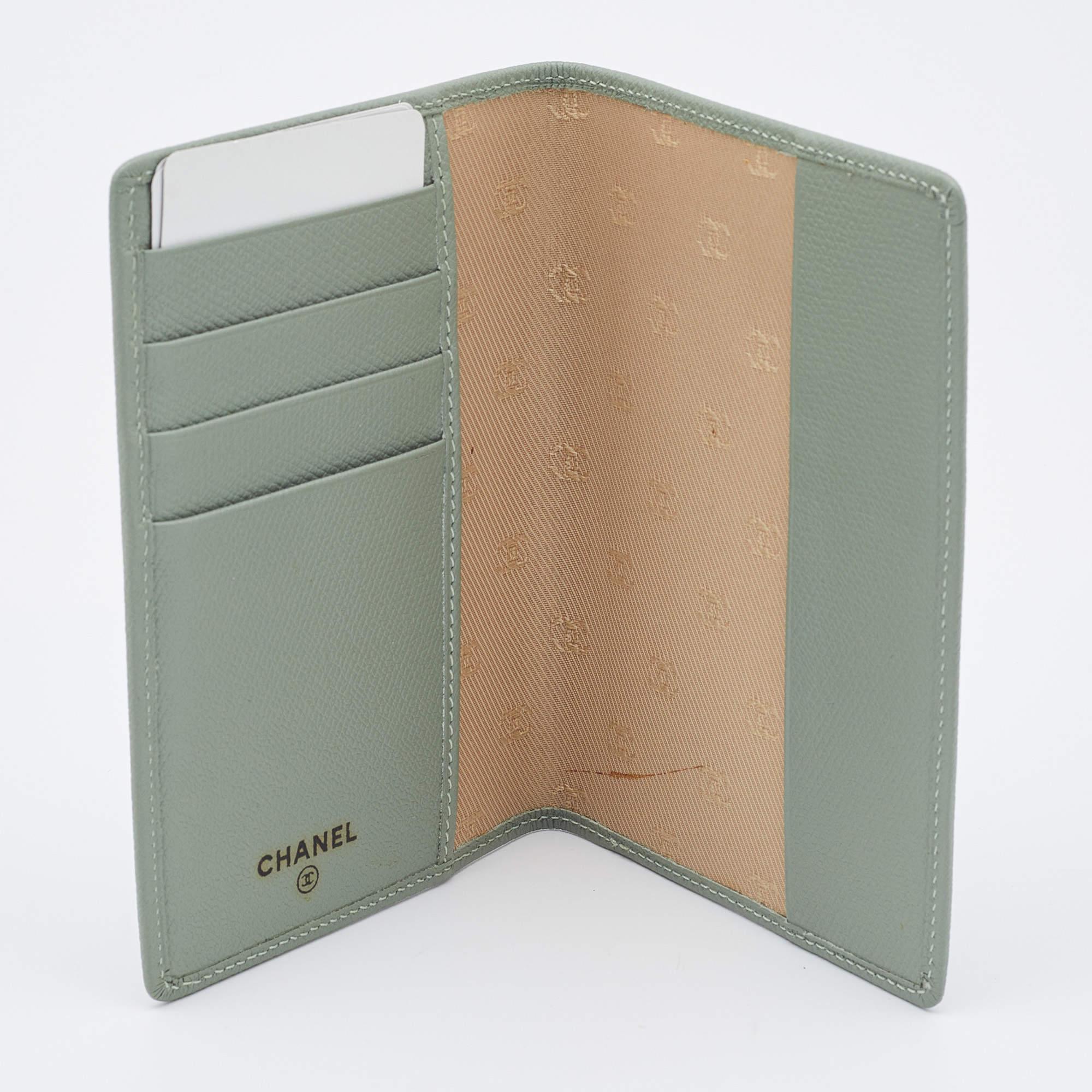 Chanel Pale Green Leather Vintage Passport Holder 1