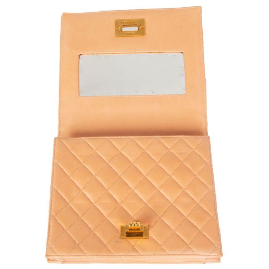 Orange CHANEL pale nude quilted leather VINTAGE Flap Bag