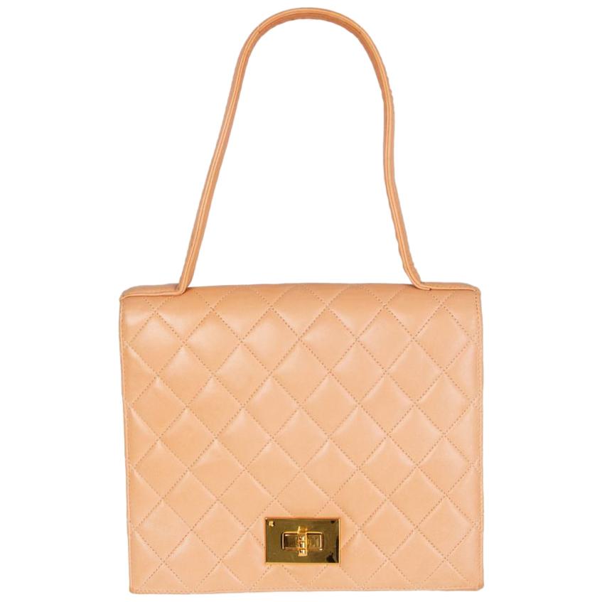 CHANEL pale nude quilted leather VINTAGE Flap Bag