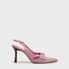 Chanel Pale Pink Bow Slingback Heels by Karl Lagerfeld, Circa 1990s