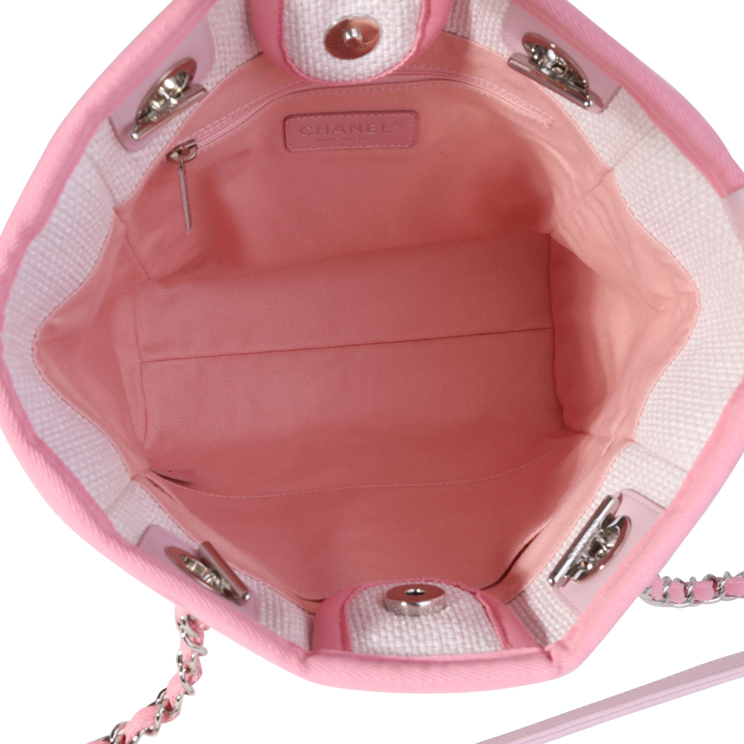 Chanel Mini Deauville Tote aus blassrosa Segeltuch Damen