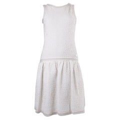 CHANEL pale pink cotton TEXTURED Sleeveless Dress 36