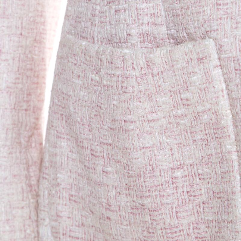 Chanel Pale Pink Lurex Insert Tweed Long Coat S 1