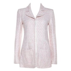 Chanel Pale Pink Lurex Insert Tweed Long Coat S