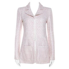 Chanel Pale Pink Lurex Insert Tweed Long Coat S