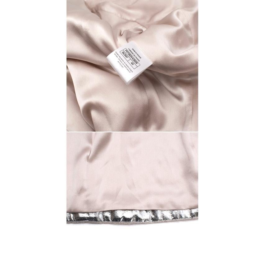 Chanel Pale Pink Mohair Blend Single Breasted Jacket with Silver Trim - US 8 For Sale 2