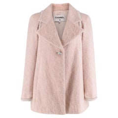 Chanel Pale Pink Mohair Blend Single Breasted Jacket with Silver Trim - US 8