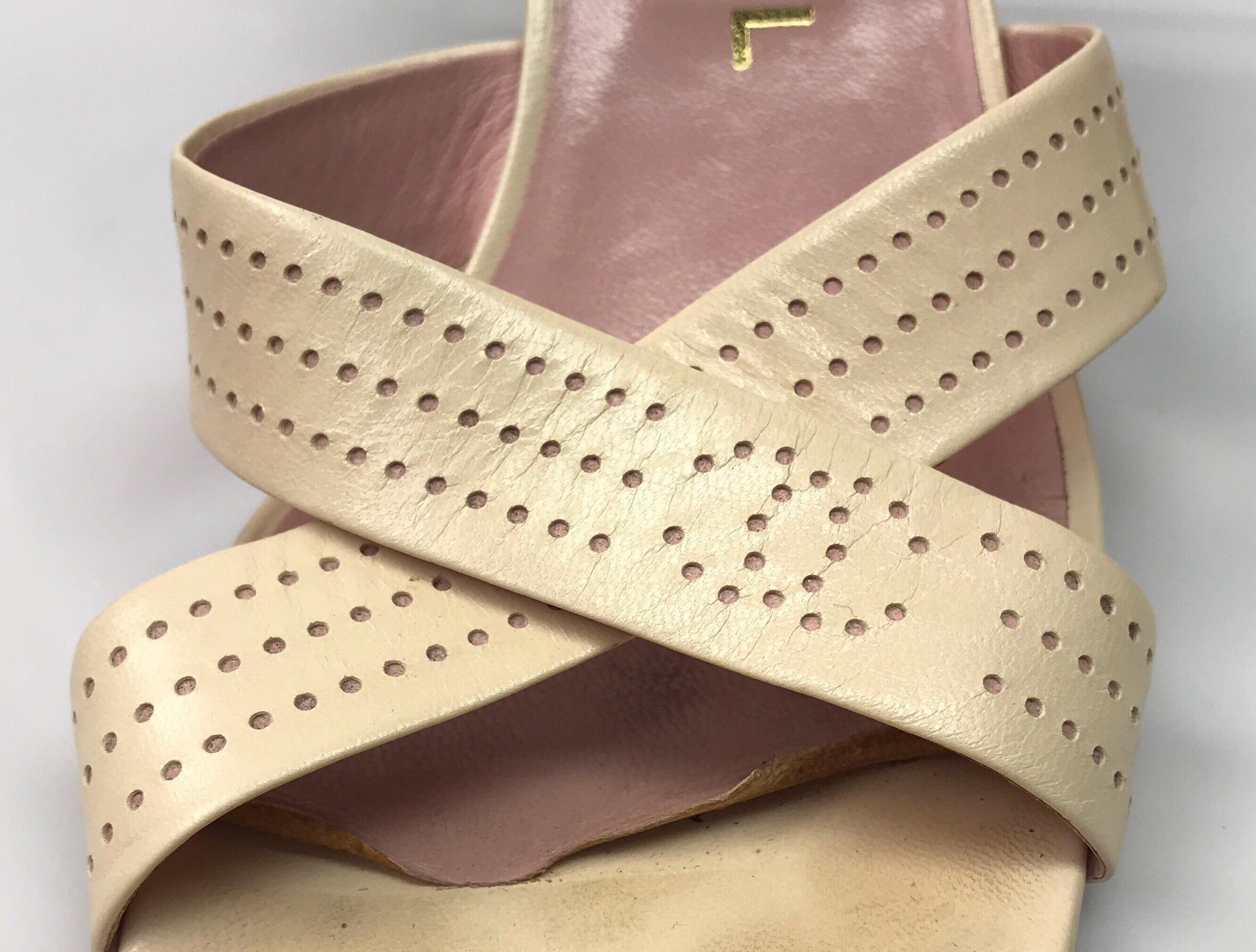 Women's Chanel Pale Pink Perforated Leather Strappy Sandal - 37