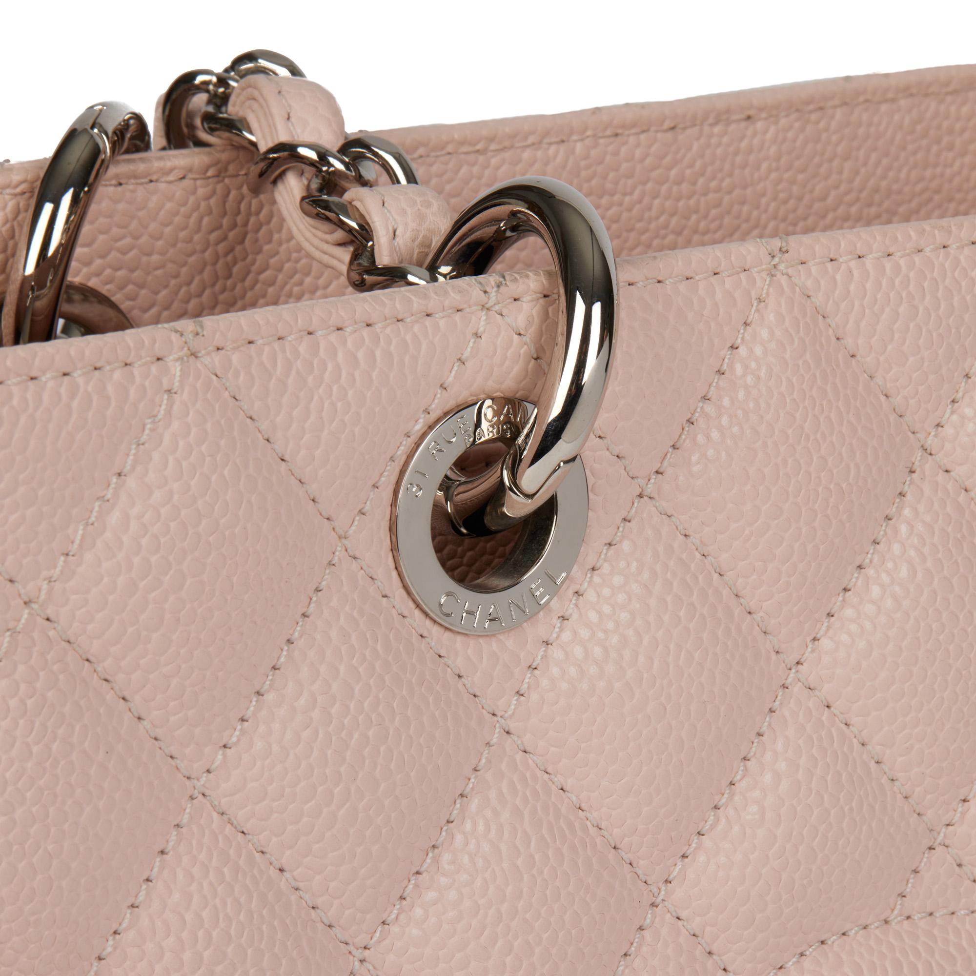 Women's CHANEL Pale Pink Quilted Caviar Leather Grand Shopping Tote GST