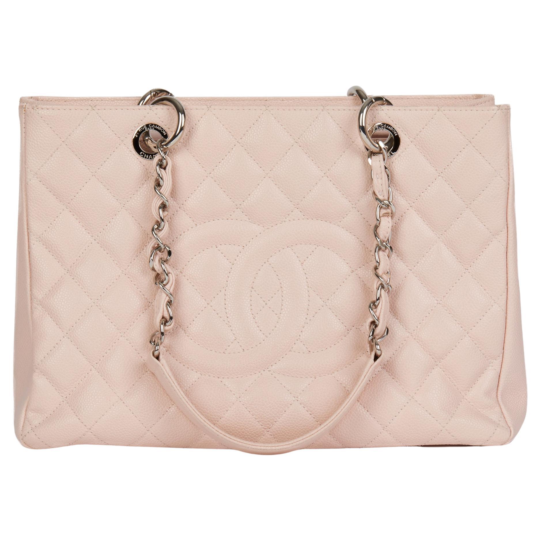 Pale Quilted Caviar Leather Grand Shopping Tote GST at 1stDibs | chanel gst pink, chanel gst tote, caviar chanel