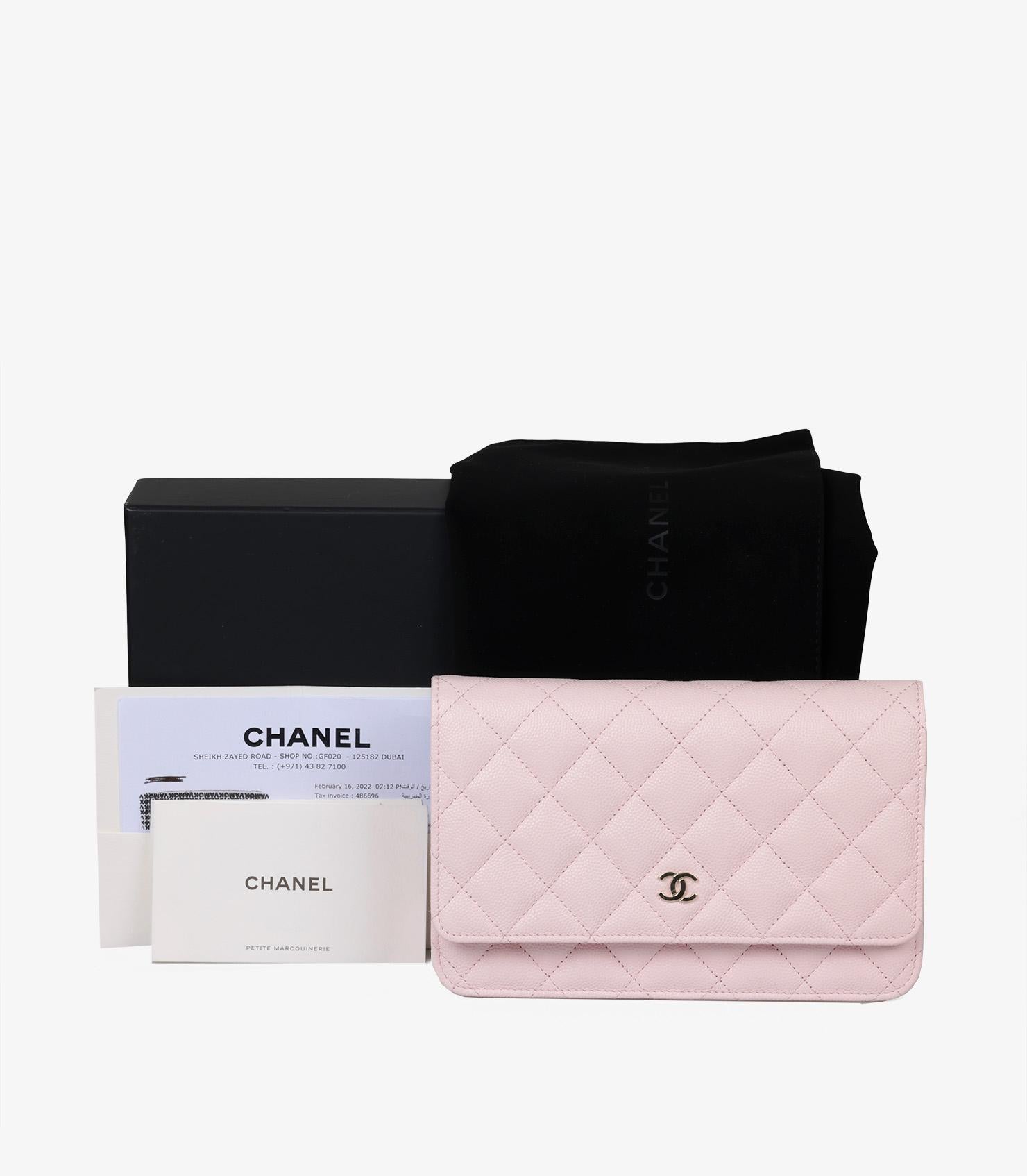 Chanel  Pale Pink Quilted Caviar Leather Wallet-on-Chain WOC 5