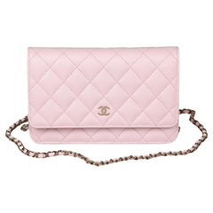 Chanel Pale Pink Quilted Caviar Leather Wallet-on-Chain WOC
