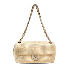 Chanel Pale Yellow Perforated Leather Baseball Spirit Flap Bag