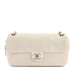 Chanel Pale Yellow Perforated Leather Baseball Spirit Flap Bag