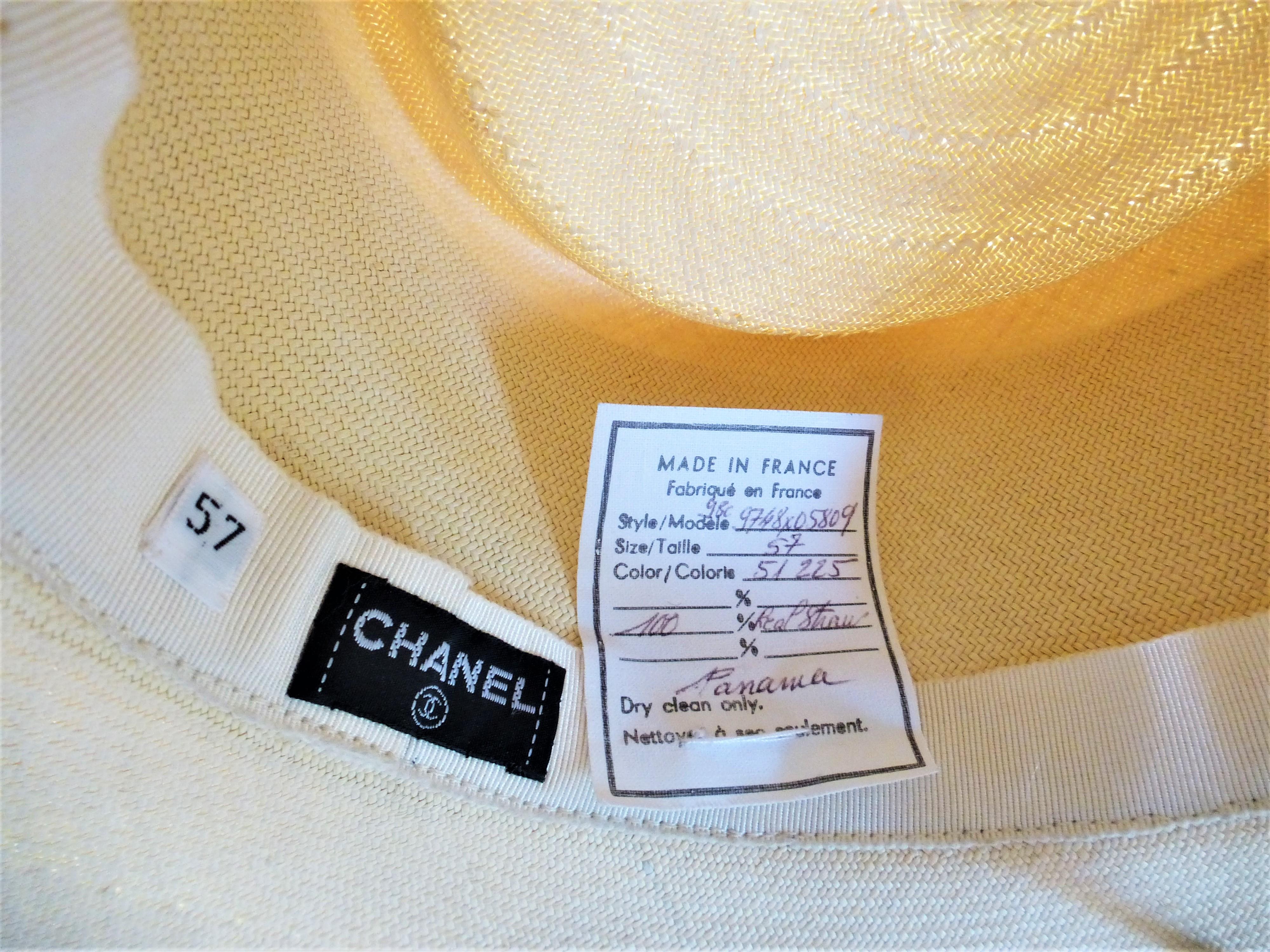CHANEL PANAMA STRAWHAT Größe 57 signiert 1994 im Angebot 2