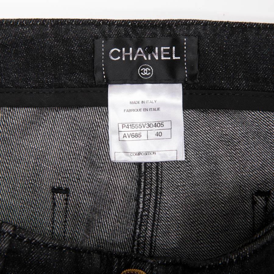 CHANEL Pants 'Paris Moscou' in Gray Denim Fabric Size 40FR 2