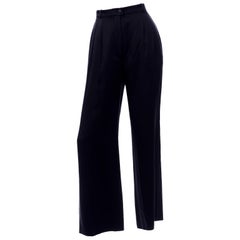 Chanel Pants Spring Summer 2002 Black Silk High Waist Trousers