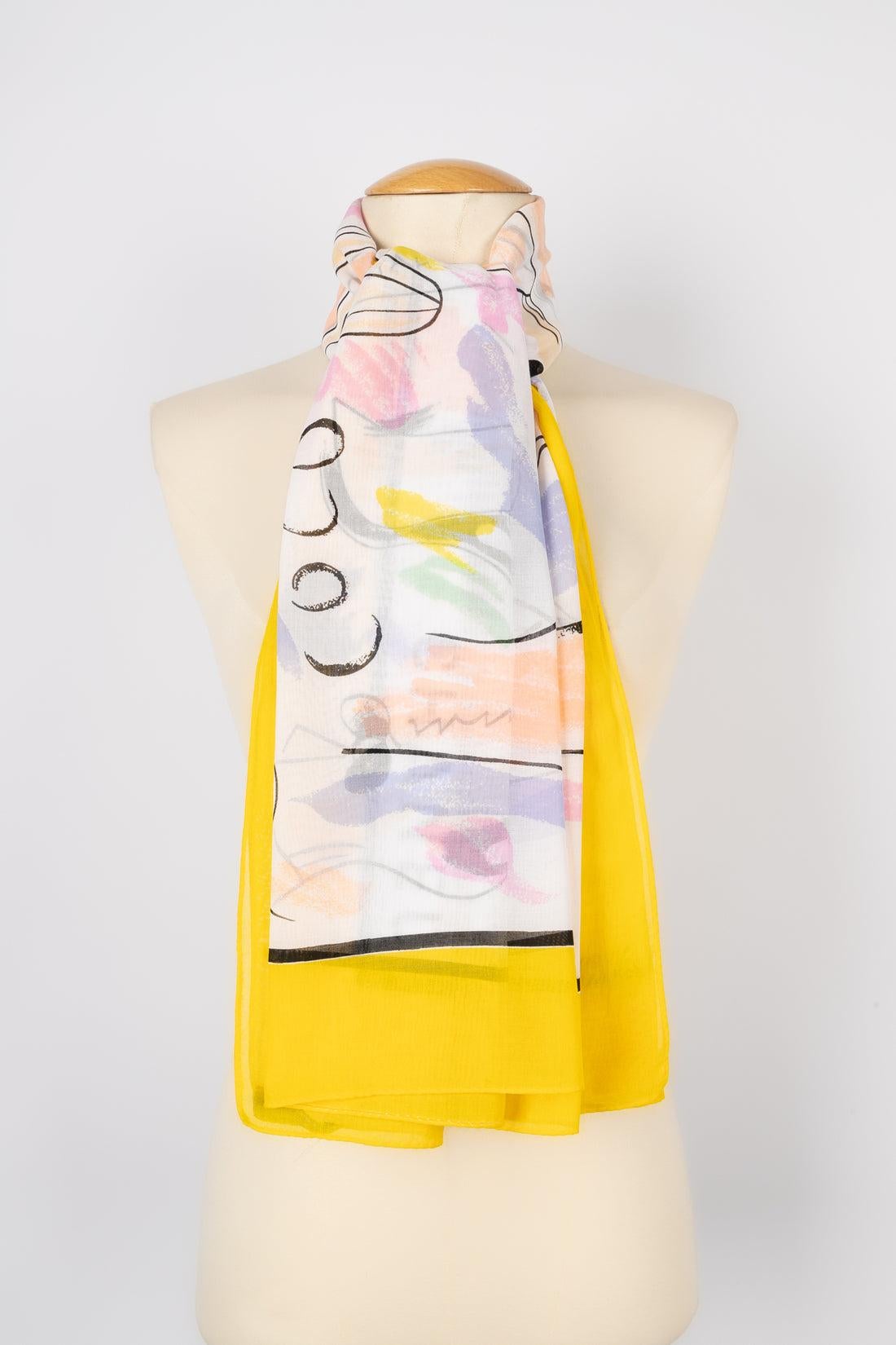 Gray Chanel Pareo / Stole in Yellow Cotton For Sale