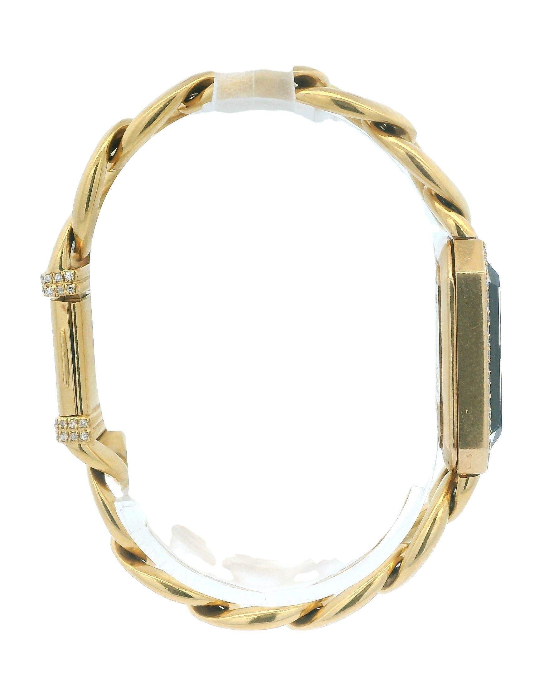 Women's Chanel Paris 18K Yellow Gold & Diamond Bezel Onyx Dial Ladies Watch For Sale