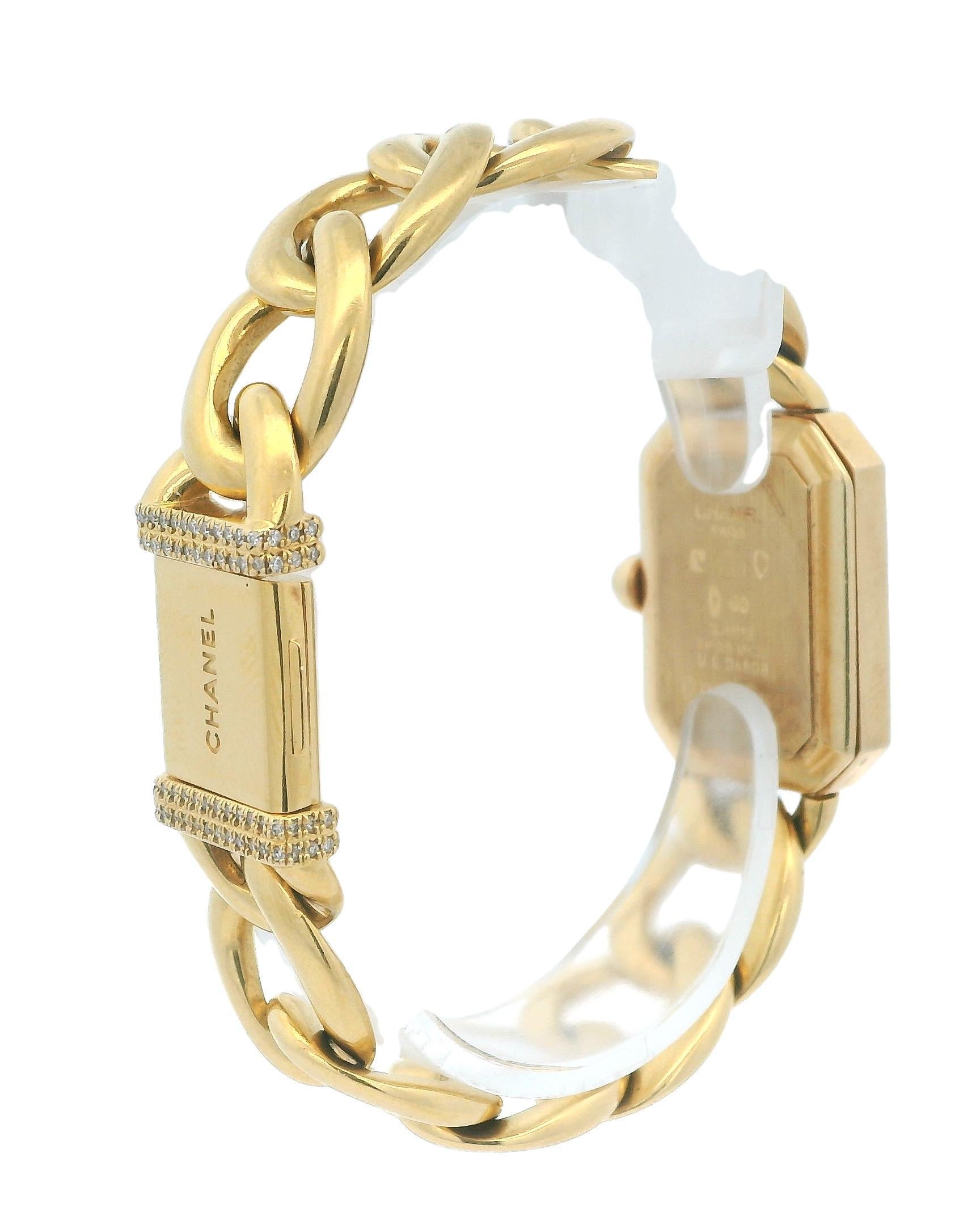 Chanel Paris 18K Yellow Gold & Diamond Bezel Onyx Dial Ladies Watch For Sale 1