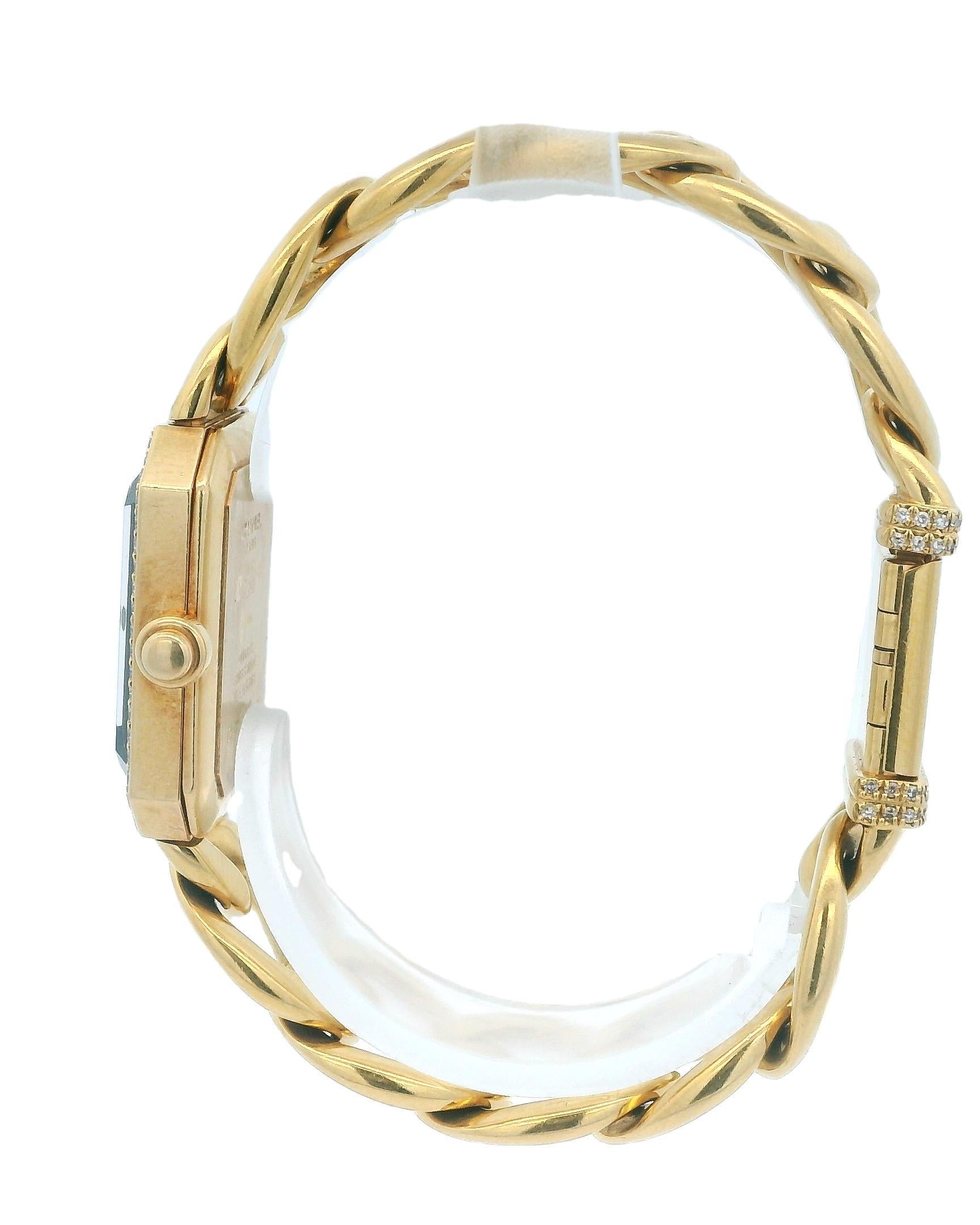 Chanel Paris 18K Yellow Gold & Diamond Bezel Onyx Dial Ladies Watch For Sale 2