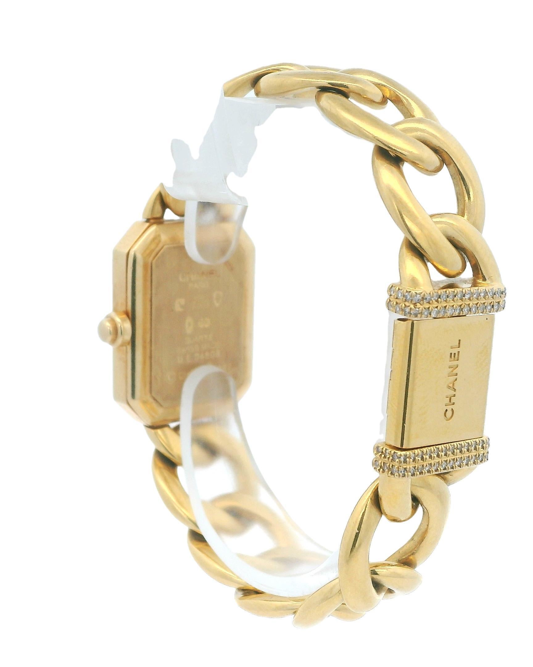Chanel Paris 18K Yellow Gold & Diamond Bezel Onyx Dial Ladies Watch For Sale 3