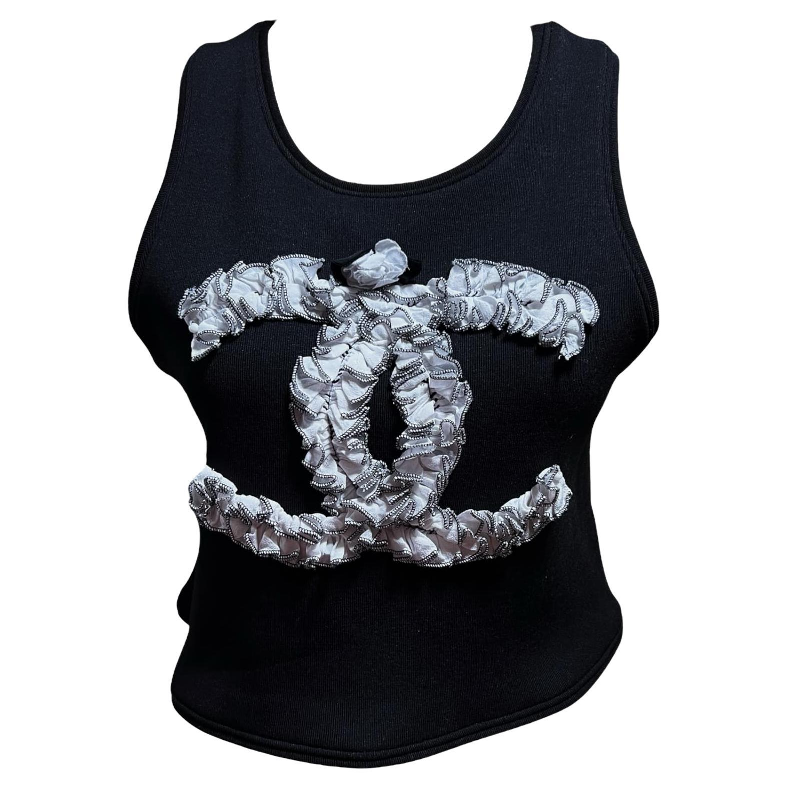 CHANEL Paris-31 Rue Cambon Crop Top in Black For Sale