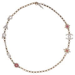 Chanel 'Paris' Antique Gold Strass &amp; Crystal 'CC' Logo Necklace