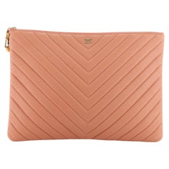 Chanel Paris-Athens O Case Clutch Chevron Caviar Large