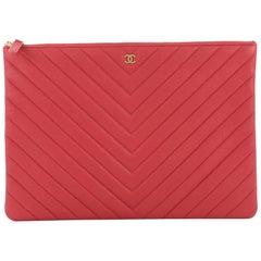 Chanel Paris-Athens O Case Clutch Chevron Caviar Large
