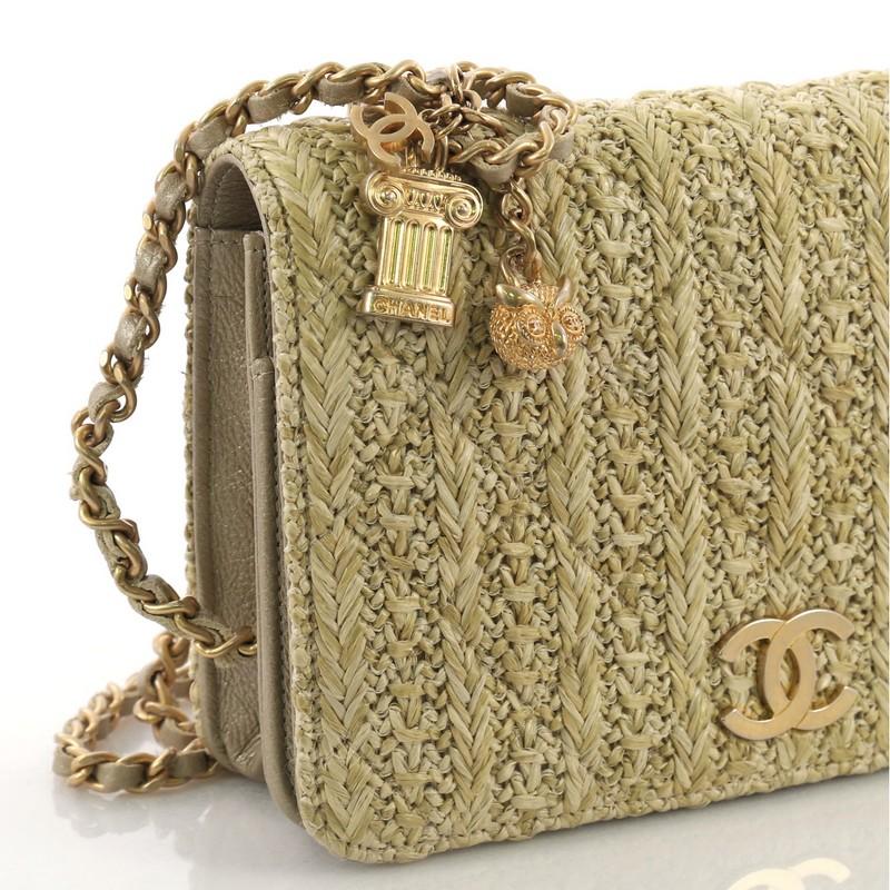 Chanel Paris-Athens Wallet on Chain Quilted Woven Raffia In Good Condition In NY, NY