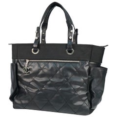 Chanel Black Quilted Coated Canvas Paris Biarritz Grand Shopping