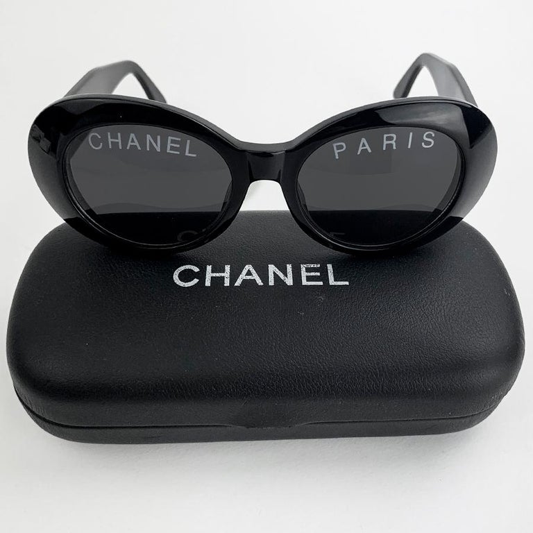 CHANEL PARIS Black Vintage Sunglasses at 1stDibs