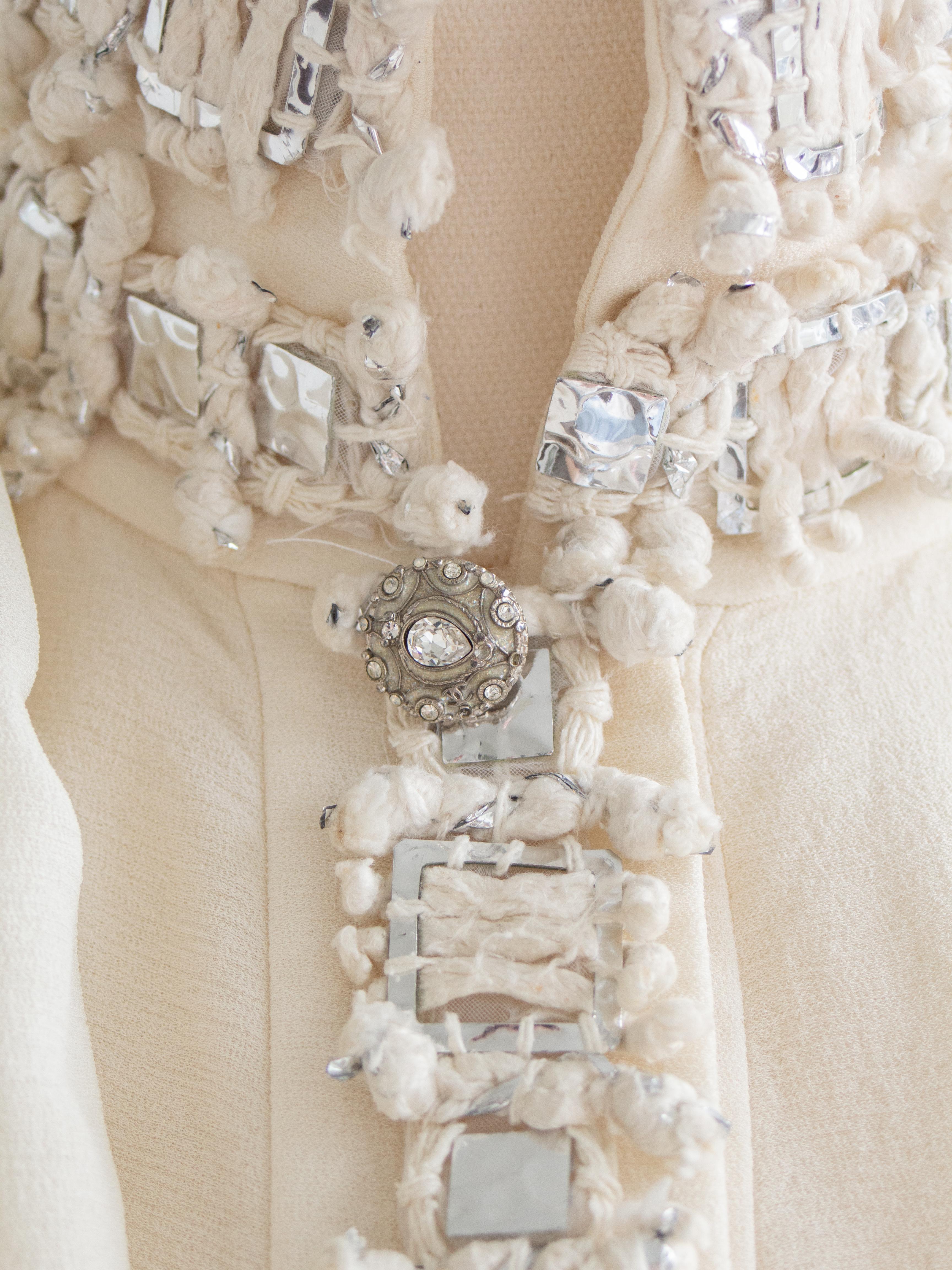 Chanel Paris-Bombay 2012 Bride White Silver Embellished 12A Silk Gown 5