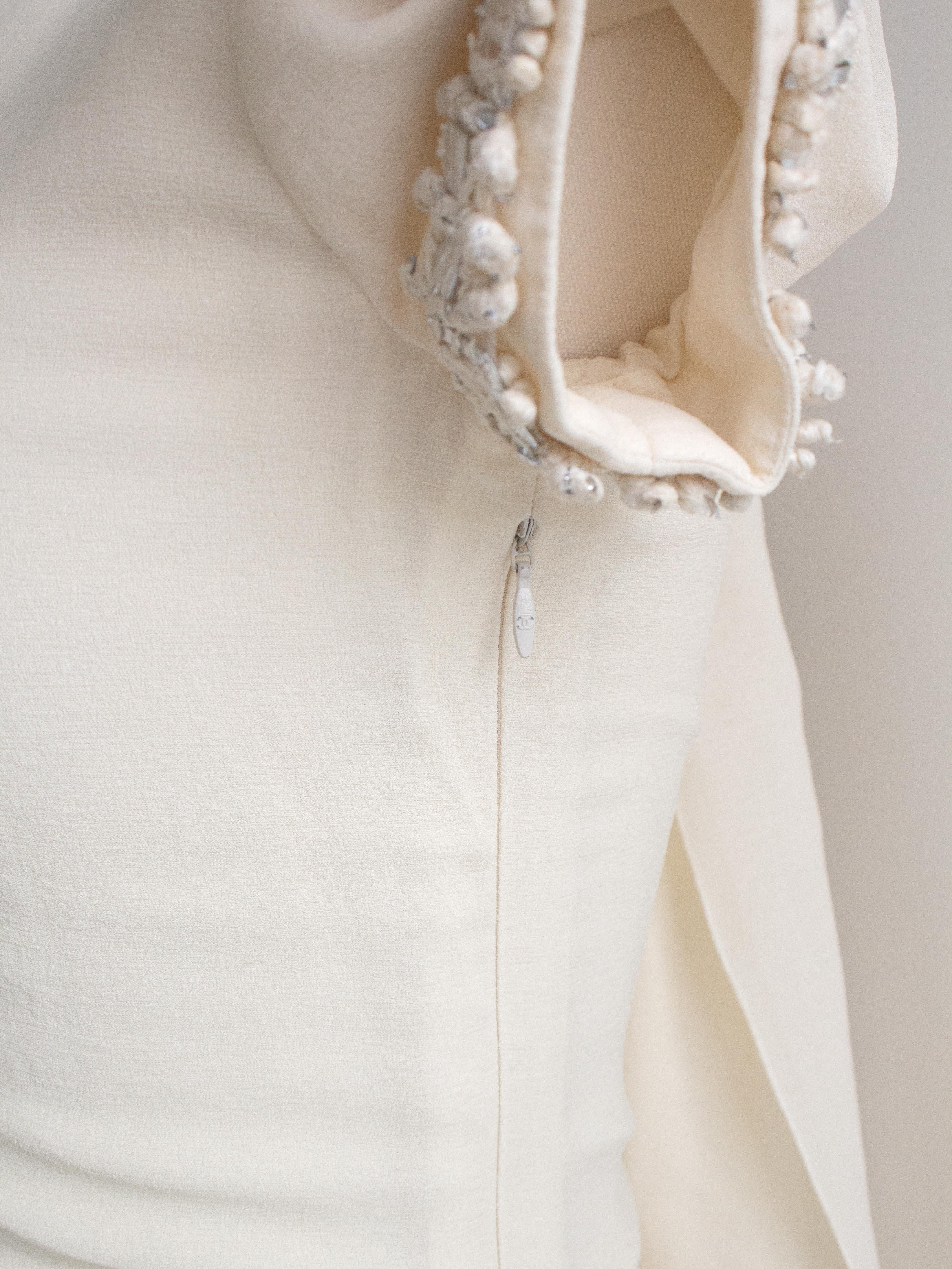 Chanel Paris-Bombay 2012 Bride White Silver Embellished 12A Silk Gown 10